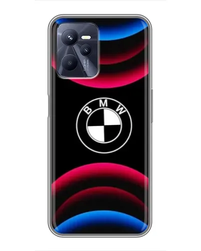 Чехол для Realme C35 с картинкой «Логотип BMW и неоновые дуги»