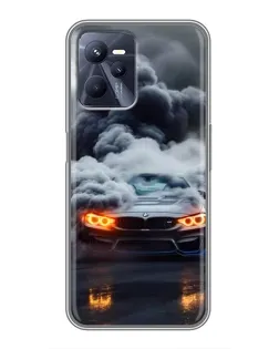 Чехол для Realme C35 с картинкой «BMW в дыму»