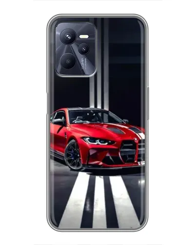 Чехол для Realme C35 с картинкой «Красная BMW на дороге»