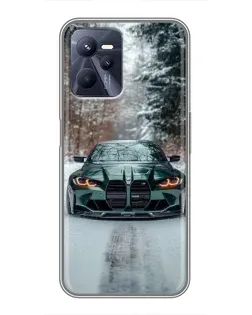 Чехол для Realme C35 с картинкой «BMW в зимнем лесу»
