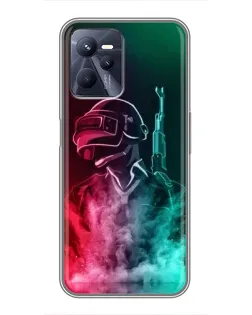 Чехол для Realme C35 с картинкой «PUBG — огненный воин»