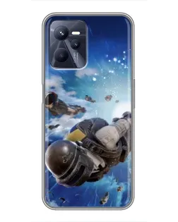 Чехол для Realme C35 с картинкой «Десант PUBG — прыжок»