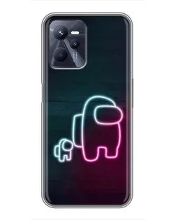 Чехол для Realme C35 с картинкой «Among Us неон-арт»