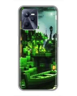 Чехол для Realme C35 с картинкой «Minecraft лесной пейзаж»