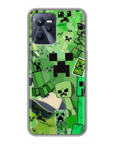 Чехол для Realme C35 с картинкой «Криперы Minecraft»