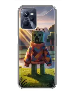 Чехол для Realme C35 с картинкой «Крипер в свитере»