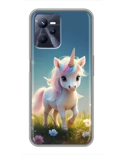 Чехол для Realme C35 с картинкой «Единорог на поляне»
