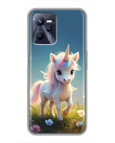 Чехол для Realme C35 с картинкой «Единорог на поляне»