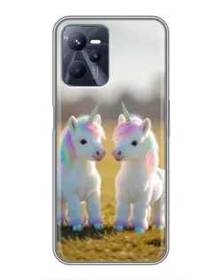 Чехол для Realme C35 с картинкой «Пара единорогов»