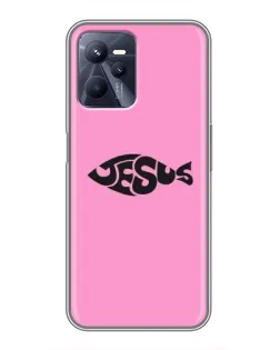Чехол для Realme C35 с картинкой «Розовый символ  Jesus»
