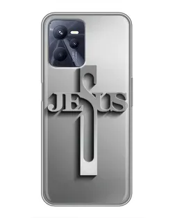 Чохол для Realme C35 з картинкою «Металевий хрест Jesus»