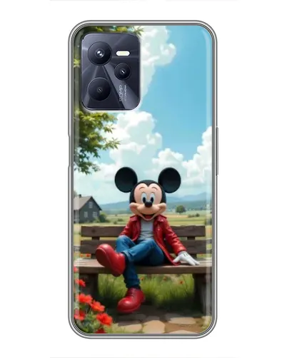 Чехол для Realme C35 с картинкой «Микки на скамейке»