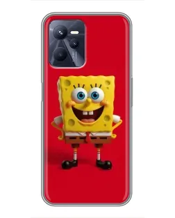 Чехол для Realme C35 с картинкой «Спанч Боб на красном»