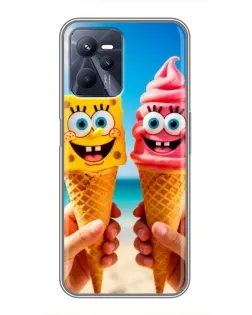 Чехол для Realme C35 с картинкой «Спанч Боб мороженое»