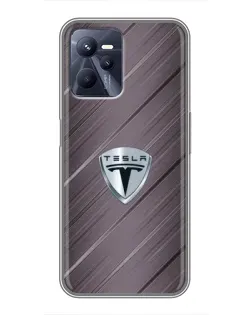 Чехол для Realme C35 с картинкой «Металлическая текстура Tesla»