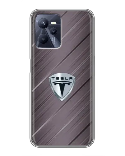 Чехол для Realme C35 с картинкой «Металлическая текстура Tesla»