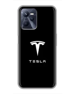Чехол для Realme C35 с картинкой «Tesla White Logo»