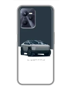 Чехол для Realme C35 с картинкой «Серебристый Cybertruck Tesla»