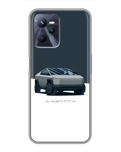 Чехол для Realme C35 с картинкой «Серебристый Cybertruck Tesla»