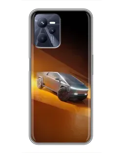 Чехол для Realme C35 с картинкой «Cybertruck в пустыне»