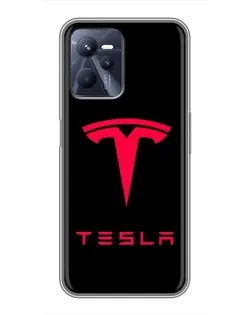 Чехол для Realme C35 с картинкой «Tesla Red Logo»