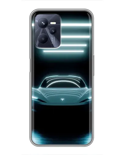 Чехол для Realme C35 с картинкой «Tesla в неоне»