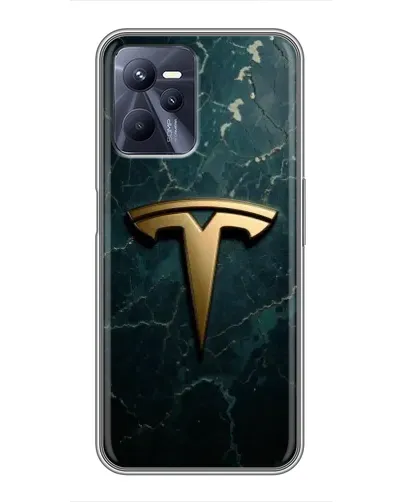 Чехол для Realme C35 с картинкой «Мраморная Tesla Gold»