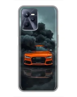 Чехол для Realme C35 с картинкой «Audi в облаках дыма»