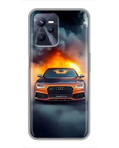 Чехол для Realme C35 с картинкой «Audi в огненном дыму»