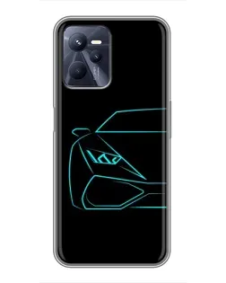 Чохол для Realme C35 з картинкою «Блакитний силует Lamborghini»
