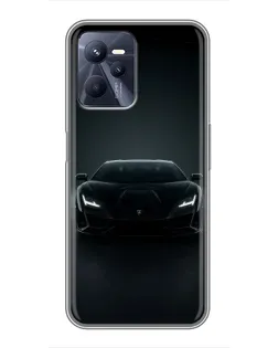 Чохол для Realme C35 з картинкою «Чорний Lamborghini Aventador»