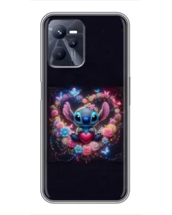 Чехол для Realme C35 с картинкой «Stitch в цветах» Чехол для Realme C35 с картинкой «Stitch в цветах»