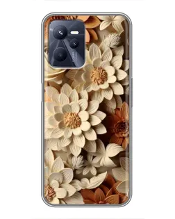 Чохол для Realme C35 з картинкою «Бежевий флористичний декор»
