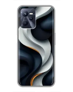 Чохол для Realme C35 з картинкою «Об'ємні чорно-білі стрічки»