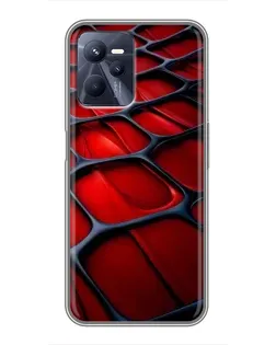 Чехол для Realme C35 с картинкой «Красная глянцевая сетка»