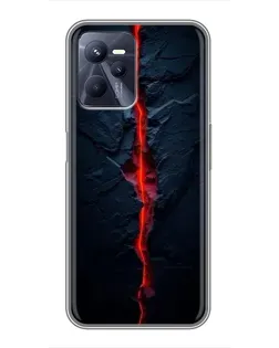 Чехол для Realme C35 с картинкой «Kрасная лавовая трещина»