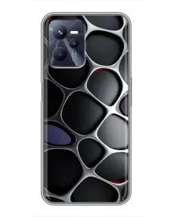 Чехол для Realme C35 с картинкой «Объемная темная решетка»