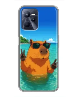 Чехол для Realme C35 с картинкой «Морская капибара»