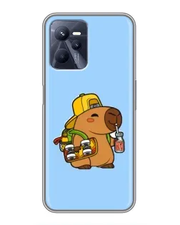 Чехол для Realme C35 с картинкой «Капибара на скейте»