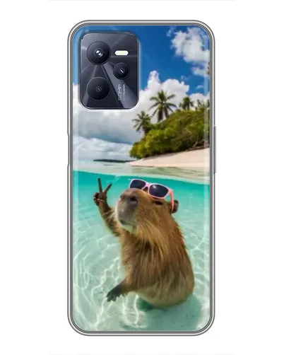 Чехол для Realme C35 с картинкой «Капибара на море»