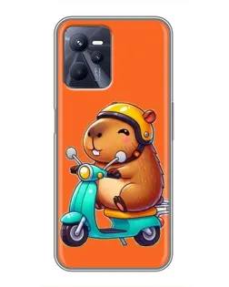 Чехол для Realme C35 с картинкой «Капибара на скутере»