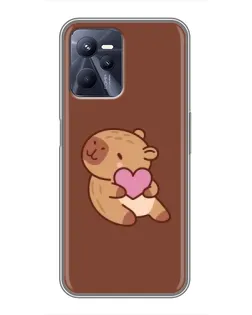Чехол для Realme C35 с картинкой «Капибара с сердцем»