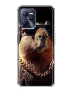 Чехол для Realme C35 с картинкой «Капибара золотая цепь»