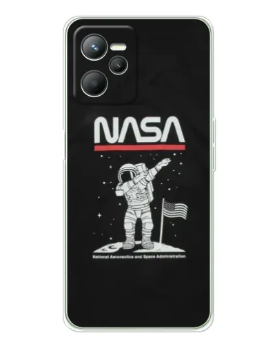 Чохол для Realme C36 з картинкою «NASA — крокуємо по Місяцю»