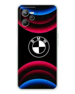 Чехол для Realme C36 с картинкой «Логотип BMW и неоновые дуги»