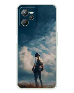 Чехол для Realme C36 с картинкой «Герой PUBG на скале»