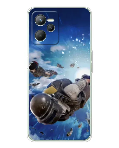Чехол для Realme C36 с картинкой «Десант PUBG — прыжок»