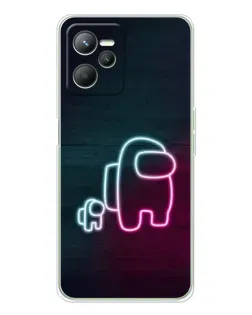 Чехол для Realme C36 с картинкой «Among Us неон-арт»