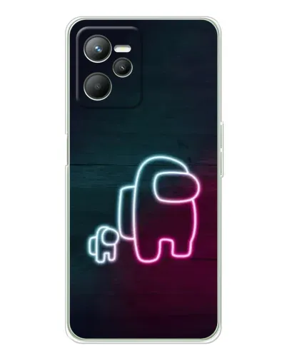 Чехол для Realme C36 с картинкой «Among Us неон-арт»