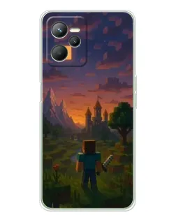 Чехол для Realme C36 с картинкой «Стив у башни»